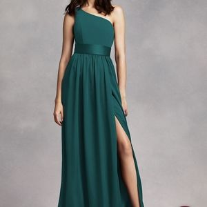 One shoulder dress with satin sash